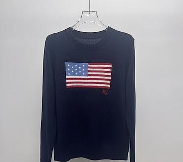 Sviterlər: Amerika bayrağı naxışlı trikotaj sviter. Klassik dairəvi yaxalı — 5