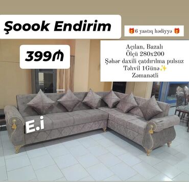 Masalar və oturacaqlar: Künc divan, Açılan, Bazalı, Şəhərdaxili pulsuz çatdırılma