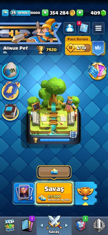 ses ucaldan: CLASH ROYALE HESABI. 39 seviye hesabdi 8000 kupa 120 kartdan ancag 1 i