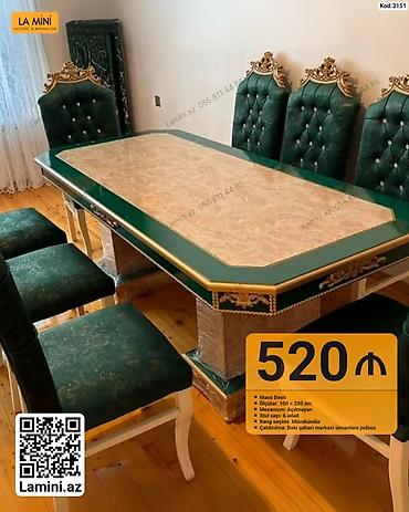 Kod: 3151 Klassik üslublu masa dəsti - Ölçülər: 100 × 200 sm -