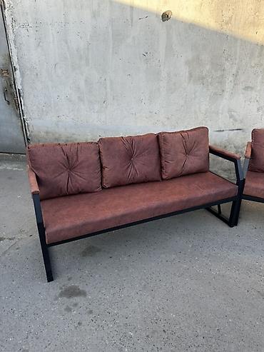 divan kafe: Metal karkaslı 3 nəfərlik divan - Müasir, loft tərzində dizayn: mat — 3