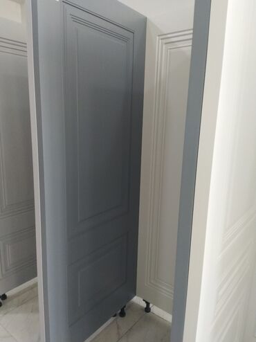 Otaq qapıları: Naxışlı panel dizaynına malik boz rəngli qapı. Bu qapı müasir və