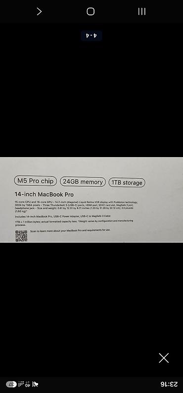 Ноутбуки Apple (MacBook): Продаю 14-inch MacBook Pro на Чип M5 Pro. Один цикл зарядки,без — 1