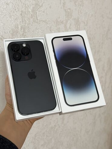 Apple iPhone: IPhone 14 Pro, Б/у, 128 ГБ, Черный, Зарядное устройство, Защитное стекло, Чехол, 88 %