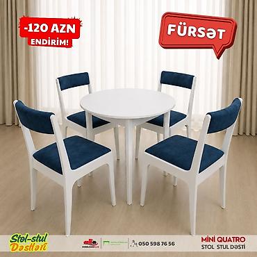 Mətbəx üçün, Yeni, Açılmayan, Yumru masa, 4 stul