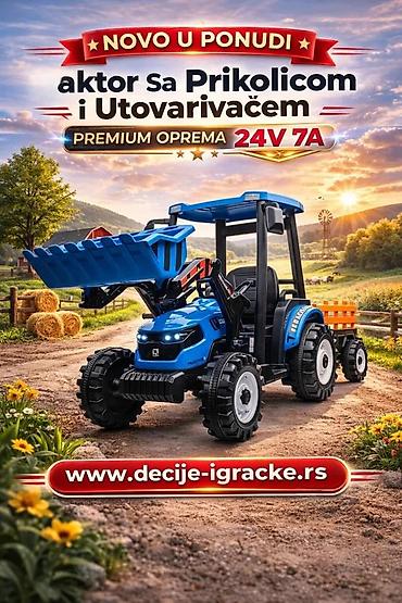 violina igracka za decu: Dečiji električni traktor sa prikolicom i utovarivačem – Premium — 1