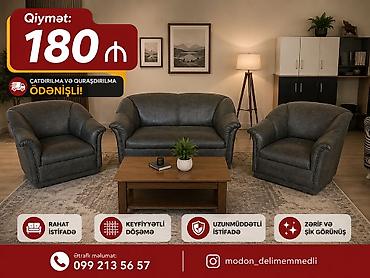 wfaner mebel: Qonaq otağı üçün 3 parçalı yumşaq mebel dəsti - Tərkibi: 1 ədəd — 1