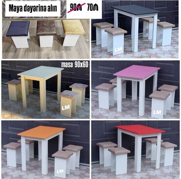 metbex ewyalari: Mətbəx üçün, Açılmayan, Dördbucaq masa, 4 stul