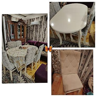 Qonaq otağı üçün, İşlənmiş, Oval masa, 8 stul