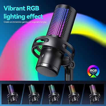 RGB işıqlı USB stolüstü mikrofon – yayınlar, oyun və podkastlar üçün