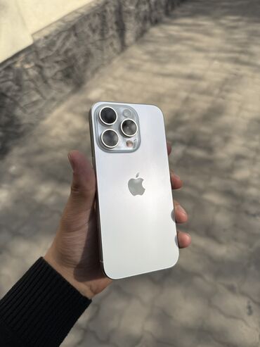 с айклаудом: IPhone 15 Pro, Колдонулган, 512 ГБ, White Titanium, Коргоочу айнек, Каптама, Кабель, 100 %
