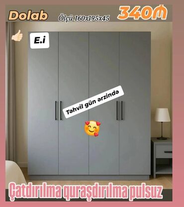 taxt dolab: Yeni, Açılan, 4 qapılı Düz dolab, Qarderob, paltar dolabı, Azərbaycan