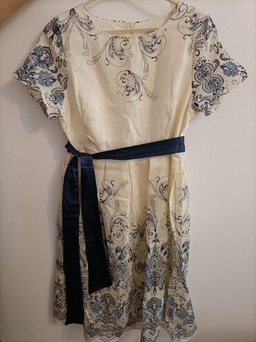 джинсовое платье с поясом: Повседневное платье, Китай, Осень-весна, Средняя модель, M (EU 38)