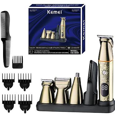 Kemei 5859 - Trimmer dəsti 5in1 / IPX6 / 7000RPM /Qızılı / TYPC