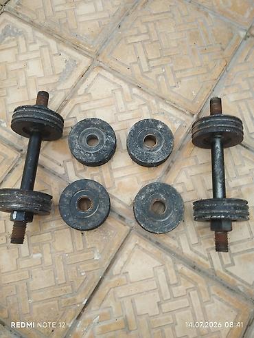 ganteli: Tənzimlənən dəstək qantel dəsti - 2 ədəd metal qantel ştanğı (qısa — 1