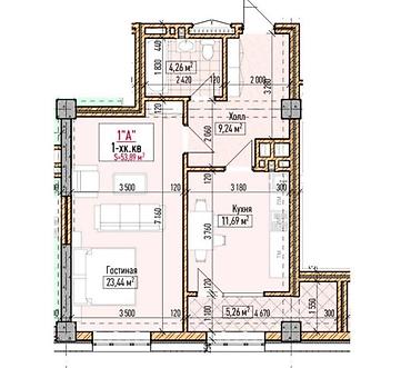 69: 1 комната, 54 м², Асанбай мкр Элитка, 9 этаж, ПСО (под самоотделку) — 2