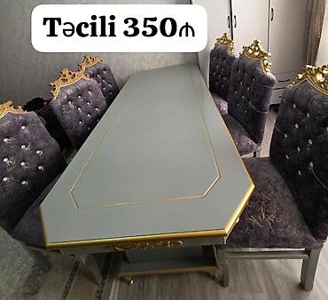 Qonaq otağı üçün, İşlənmiş, Oval masa, 6 stul