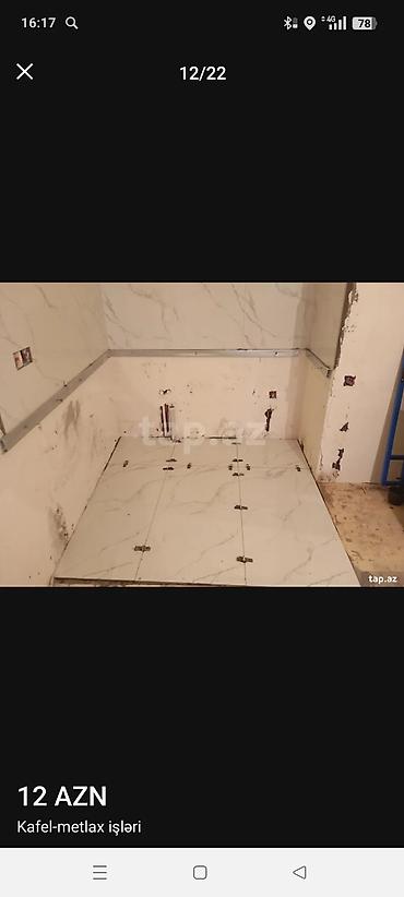 Plitə işləri: Xidmət: Kafel-metlax işləri - Hamam, tualet, mətbəx və döşəmə-divar — 2