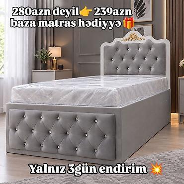 Tək nəfərlik premium dizayn çarpayı: - Yumşaq məxməri toxumalı