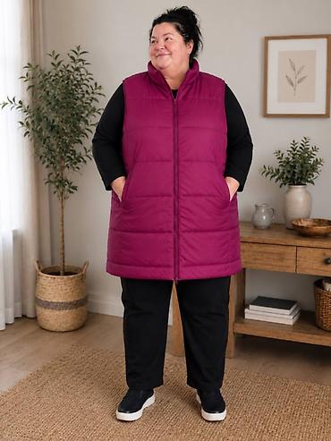 Prsluci: Duga, topla prsluk-jakna za žene (plus size) - Model: dugi puf prsluk — 4