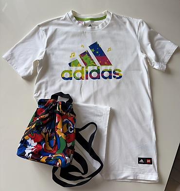 qarabağ forması trendyol: Adidas x LEGO Vidiyo kolleksiyası – uşaq T‑şörtü + mini çanta seti — 1