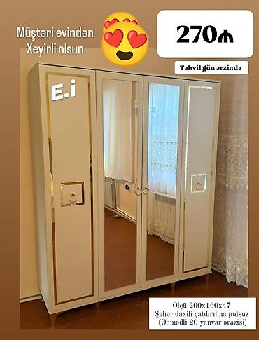 madeyra dolablar: Yeni, 4 qapılı, Güzgülü, Açılan, Düz dolab — 1