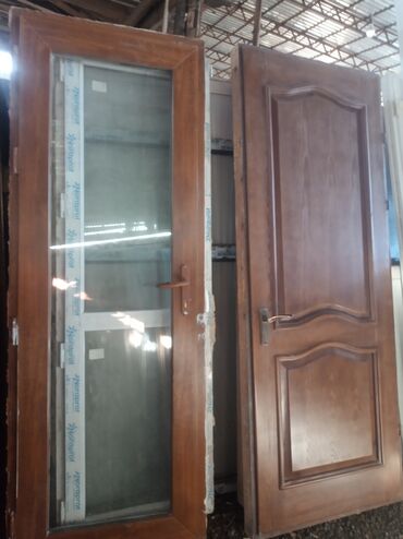 исфана мебел: Межкомнатная дверь со стеклом, Дерево, Двустворчатая, цвет - Коричневый