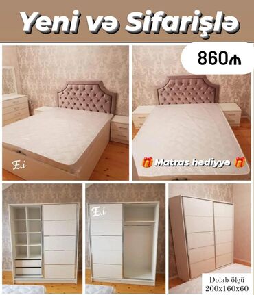 Sifarişlə çarpayılar: *Yataq Dəsti - 860 AZN💥* ✔️Rəng seçimi var *🎁Matras hədiyyə* ✔️ lalafo.az -da Sifarişlə çarpayılar: *Yataq Dəsti - 860 AZN💥* ✔️Rəng seçimi var *🎁Matras hədiyyə* ✔️
