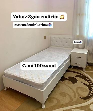 tumbucqa: Ağ rəngdə tək nəfərlik çarpayı dəsti. Dəst tərkibi: - Çarpayı: sadə və — 1