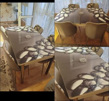 купить стулья бу в баку: Qonaq otağı üçün, İşlənmiş, Kvadrat masa, 4 stul