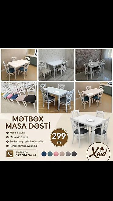 metbex ucun stol stullar: Dördbucaq masa, Mətbəx üçün, 4 nəfər — 1