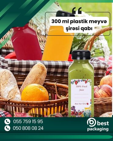 аккумулятор срв 3: 300 ml tutumlu plastik meyvə şirəsi qabı. Bu şirə qabları müxtəlif