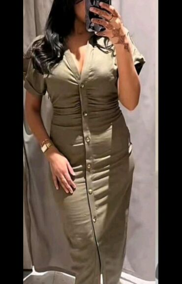 haljine od vestacke koze: M (EU 38), color - Beige, Cocktail, Short sleeves