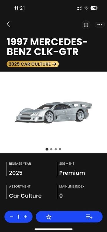 Markalar: Məhsul: Hot Wheels Premium – 1997 Mercedes‑Benz CLK‑GTR (Car Culture