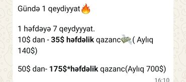 Anbar: Xidmət: Günə 1 qeydiyyatla onlayn qazanc sistemi - Həftəlik 7