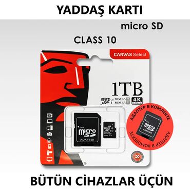 səs yazma studiyaları: SD card "Kingston", 1TB Həcmi 1 TB Sürət sinfi Class 10, V10 Oxuma