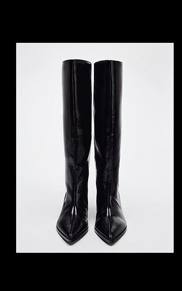 Өтүктөр: Женские высокие сапоги на низком каблуке-kitten heel - Цвет: черный — 3