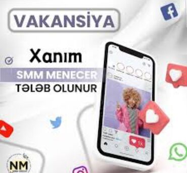 is elanları 60 yaş: SMM menecer tələb olunur, Tam iş günü, 18-29 yaş, 1-2 illik təcrübə