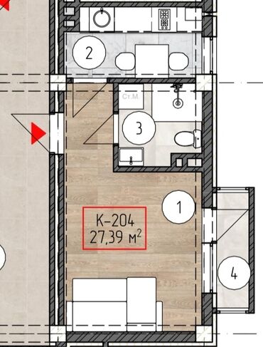 жер тамдан квартира керек: 1 комната, 27 м², Индивидуалка, 2 этаж, ПСО (под самоотделку)