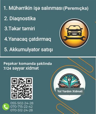 islemis teker: 7/24 komanda şəklində avtomobillırə Səyyar xidmət göstəririk.Xidmətə