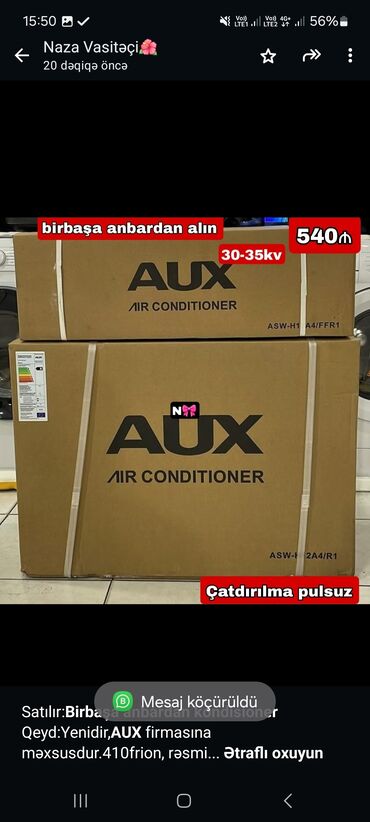 Fri aparatları: Kondisioner AUX, 100-dən çox kv. m