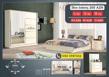 Yataq otağı dəstləri: 2 təknəfərlik çarpayı, Dolab, Termo, 2 tumba, Azərbaycan, Yeni — 6