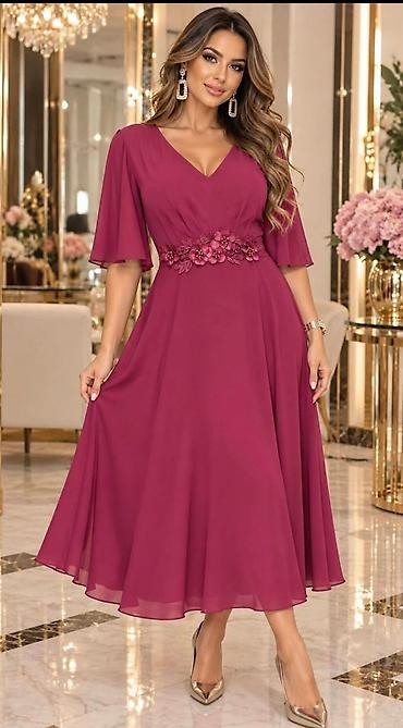 haljine s: Elegantna midi haljina od lepršavog šifona, idealna za svečane — 2