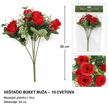 KMT 10 komada ciklama 710582 Veštački buket ruža sa 10 cvetova –