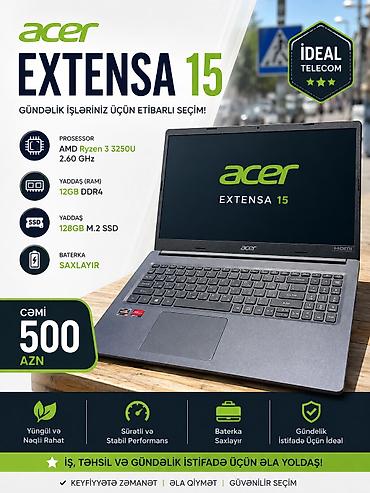 ssd almaq: Acer extensa 15
Amd ryzen 3 
12Gb ram
128Gb m2 ssd
Zaretka saxlayir — 1