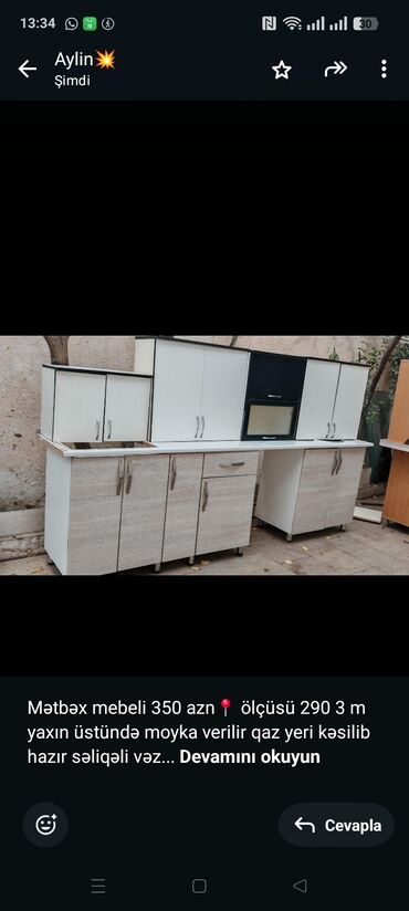 разместить обьявление бесплатно: Mətbəx mebeli 350 azn📍 ölçüsü 290 3 m yaxın üstündə moyka verilir qaz