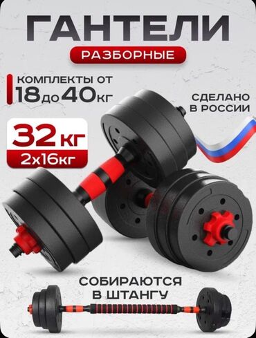 тренажёры для дома: Разборные гантели 16 кг каждая из них, общий вес 32,5 кг