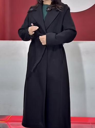 Пальто: Пальто, Классика, Осень-весна, Длинная модель, С поясом, S, M — 2