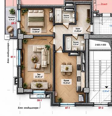 Продажа квартир: 2 комнаты, 78 м², Асанбай мкр Элитка, 18 этаж — 3