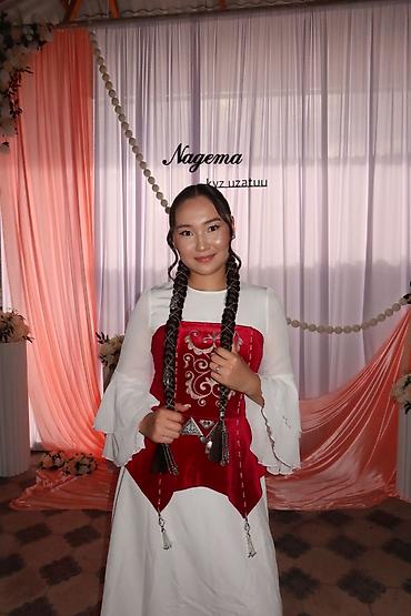 кыргызской платье: Платье на кыз узатуу, L, Прозрачные рукава, С корсетом, Новый, цвет - Белый — 2